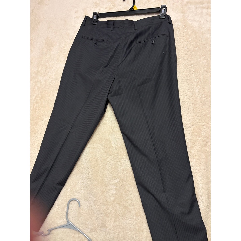 U Brands Mens Pinstripe Dress Pants Charcoal Polyester Rayon Slacks Size 36